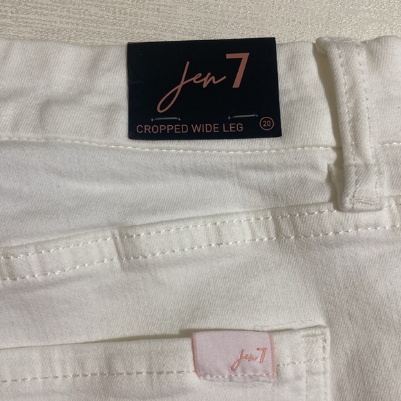 JEN7 by 7 for All Mankind Cropped Wide Leg Distressed Hem White Jeans Size 20 - Picture 7 of 10